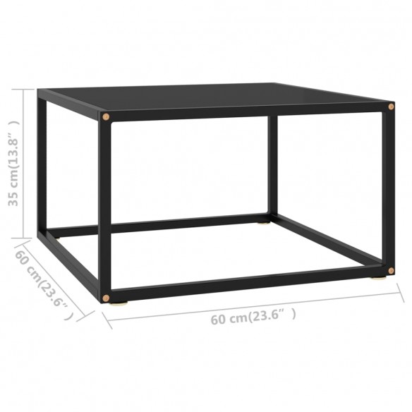 Table basse Noir avec verre noir 60x60x35 cm