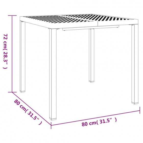 Table de jardin anthracite 80x80x72 cm acier