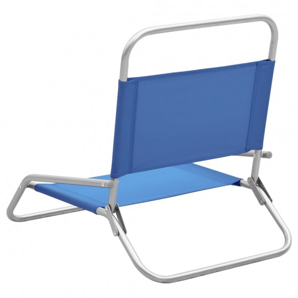 Chaises de plage pliables 2 pcs Bleu Tissu