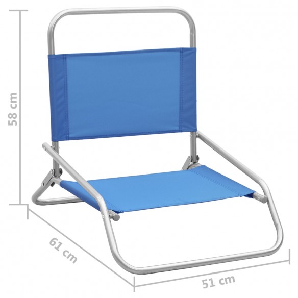 Chaises de plage pliables 2 pcs Bleu Tissu