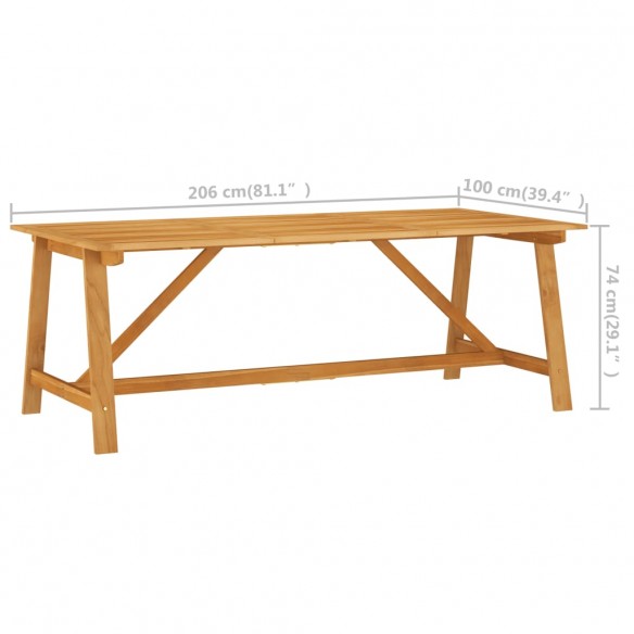 Table à dîner de jardin 206x100x74 cm Bois d'acacia massif