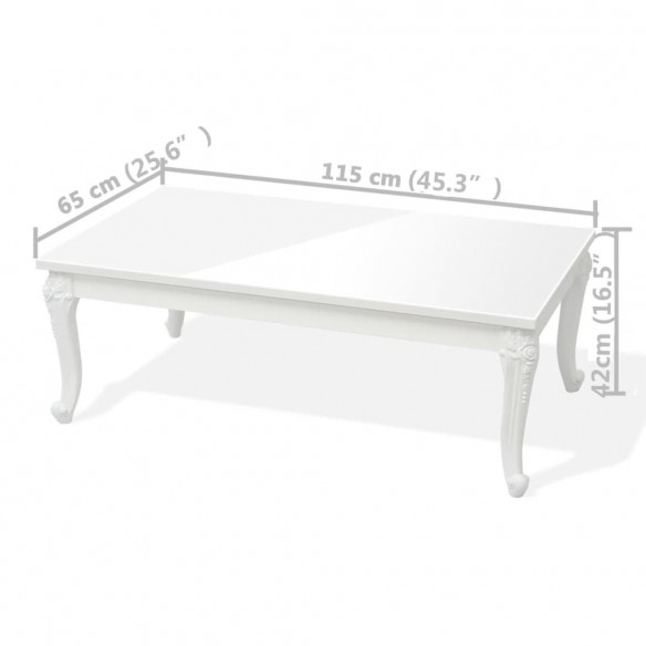 Table basse 115x65x42 cm Blanc brillant