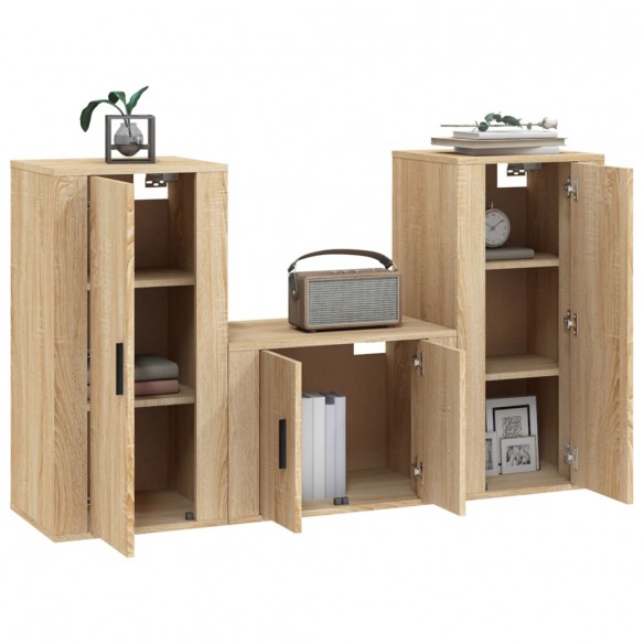 Ensemble de meubles TV 3 pcs Chêne sonoma Bois d'ingénierie