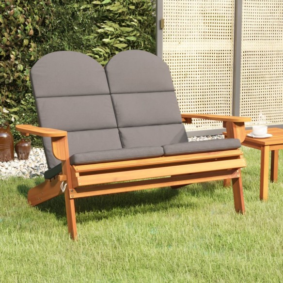 Banc de jardin Adirondack et coussins 126 cm bois massif acacia