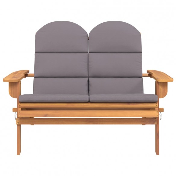 Banc de jardin Adirondack et coussins 126 cm bois massif acacia