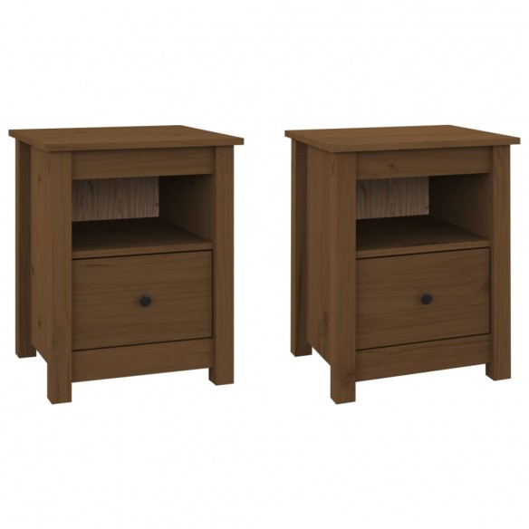 Tables de chevet 2 pcs Marron miel 40x35x49 cm Bois pin massif