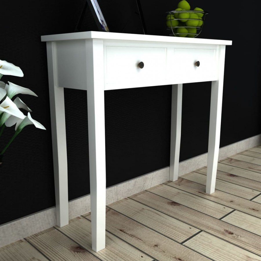 Table de console et coiffeuse avec 2 tiroirs Blanc