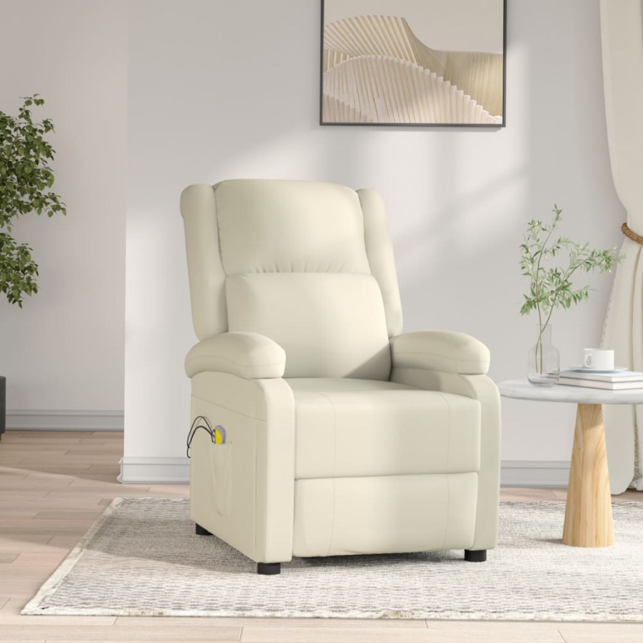 Fauteuil de massage électrique Blanc Similicuir