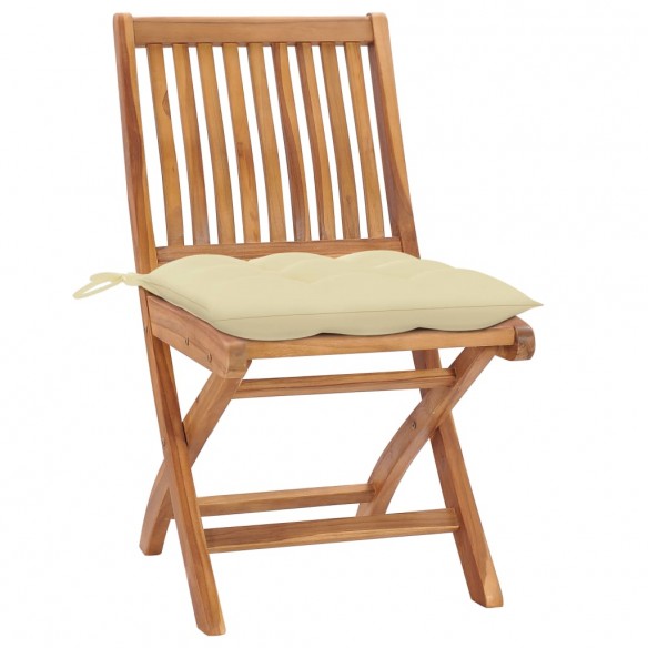 Chaises pliables de jardin avec coussins 6 pcs Bois de teck