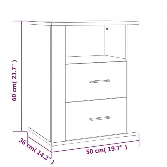 Table de chevet Sonoma gris 50x36x60 cm Bois d'ingénierie