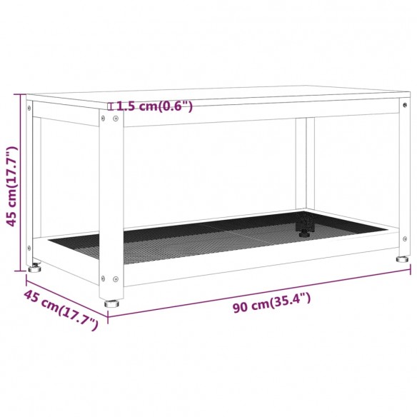 Table basse Marron foncé et noir 90x45x45 cm MDF et fer