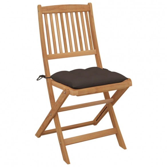 Chaises pliables de jardin 2 pcs avec coussins Bois d'acacia