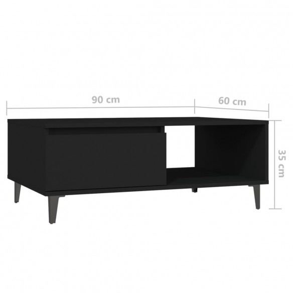 Table basse Noir 90x60x35 cm Aggloméré