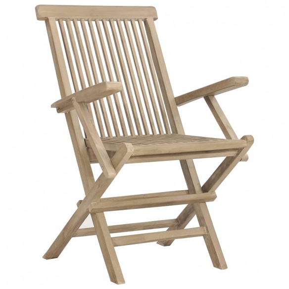 Chaises de jardin pliantes 4 pcs gris 56x61x89 cm bois de teck