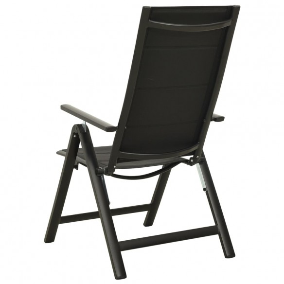 Chaises pliables de jardin 2 pcs Textilène et aluminium Noir