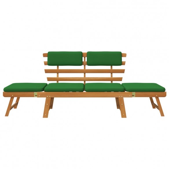 Banc de jardin avec coussins 2-en-1 190 cm Bois solide d'acacia