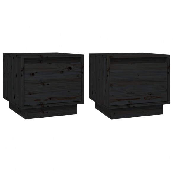 Tables de chevet 2 pcs Noir 35x34x32 cm Bois de pin solide