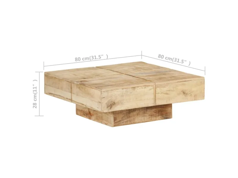 Table basse 80x80x28 cm Bois de manguier massif