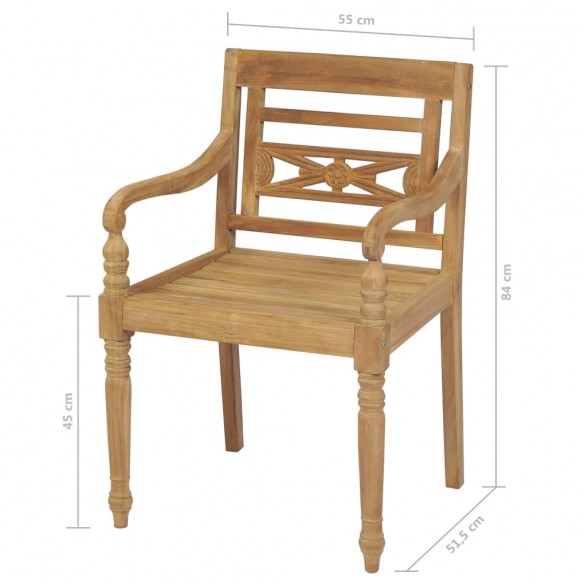 Chaises Batavia 2 pcs Bois de teck solide