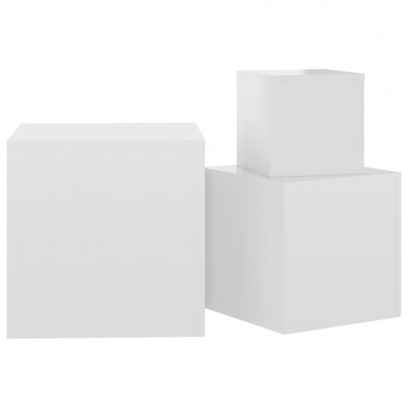 Tables d'appoint 3 pcs Blanc brillant Aggloméré