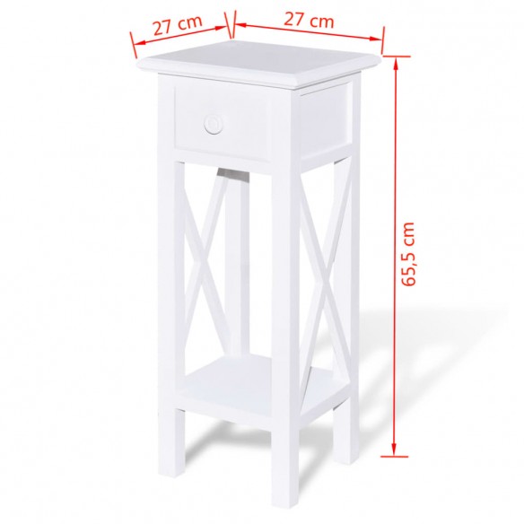 Table d'appoint avec tiroir Blanc