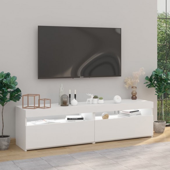 Meubles TV 2 pcs avec lumières LED Blanc 75x35x40 cm