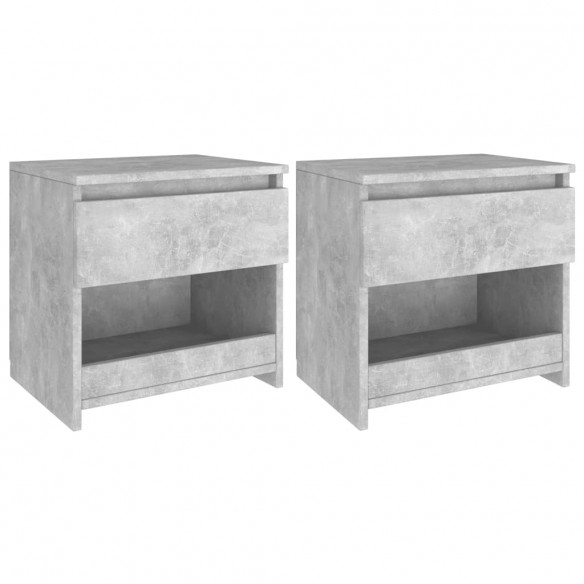 Tables de chevet 2 pcs Gris béton 40x30x39 cm Aggloméré