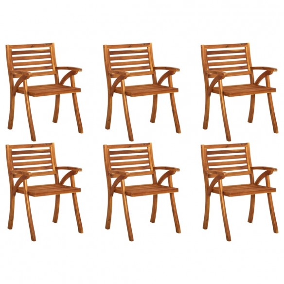 Chaises de jardin 6 pcs Bois d'acacia solide