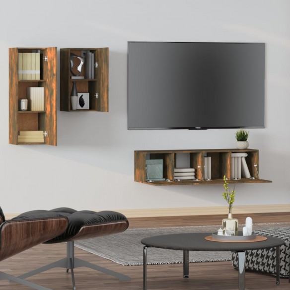 Ensemble de meubles TV 4 pcs Chêne fumé Bois d'ingénierie