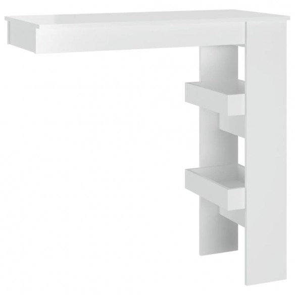 Table bar mural Blanc Brillant 102x45x103,5cm Bois d'ingénierie