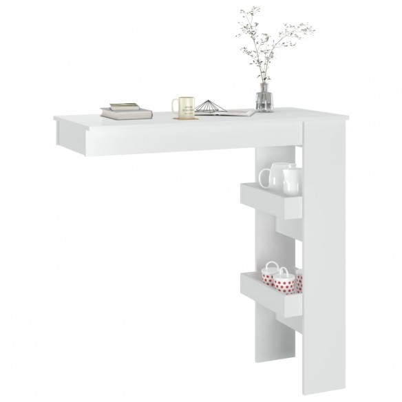 Table bar mural Blanc Brillant 102x45x103,5cm Bois d'ingénierie