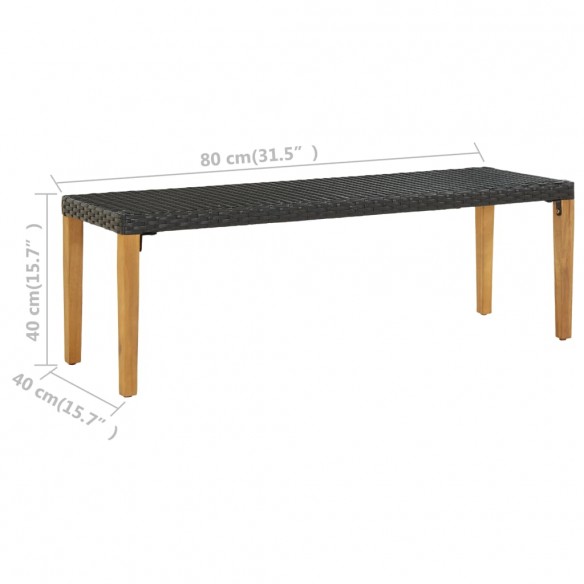 Banc de jardin 80 cm Résine tressée Noir