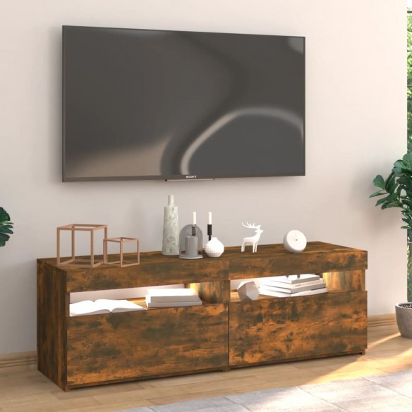 Meuble TV avec lumières LED chêne fumé 120x35x40 cm