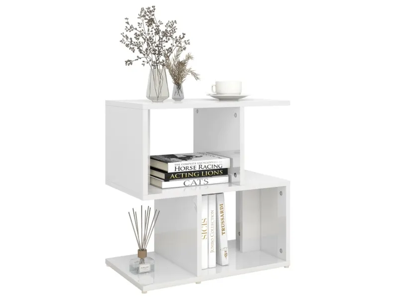 Table de chevet Blanc brillant 50x30x51,5 cm Aggloméré