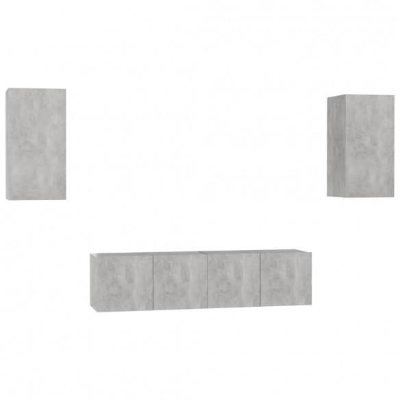 Ensemble de meubles TV 4 pcs Gris béton Aggloméré