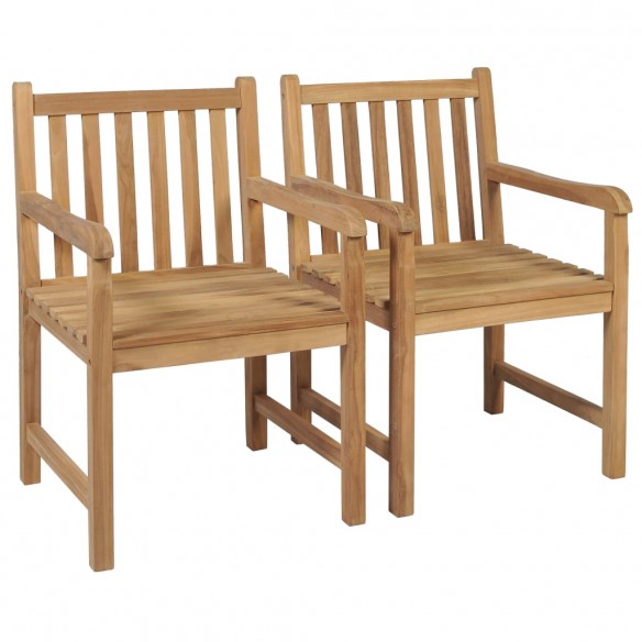 Chaises de jardin 2 pcs avec coussins bleu Bois de teck massif