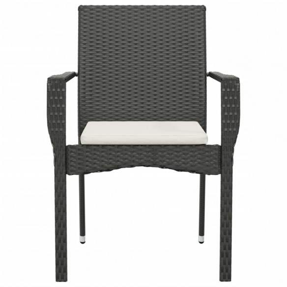 Chaises de jardin 2 pcs avec coussins Résine tressée Noir