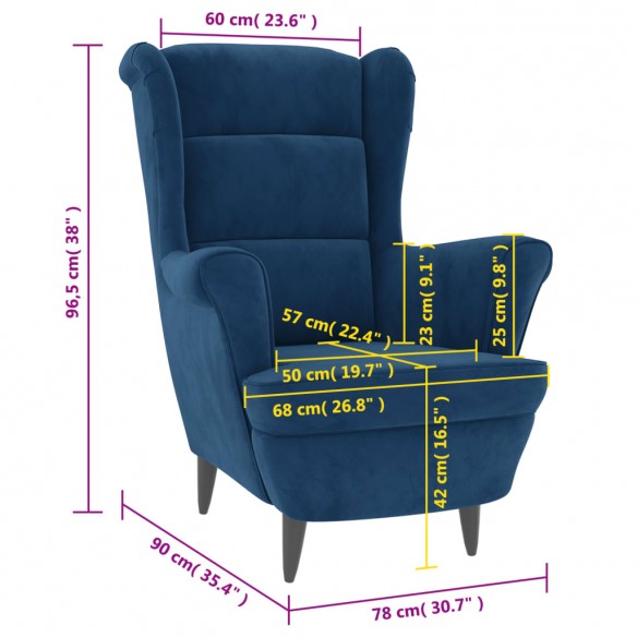 Fauteuil bleu velours