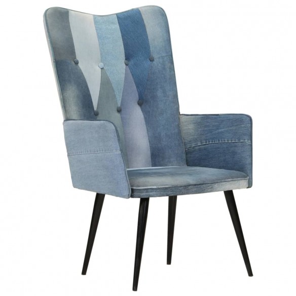 Chaise à oreilles Denim patchwork Toile