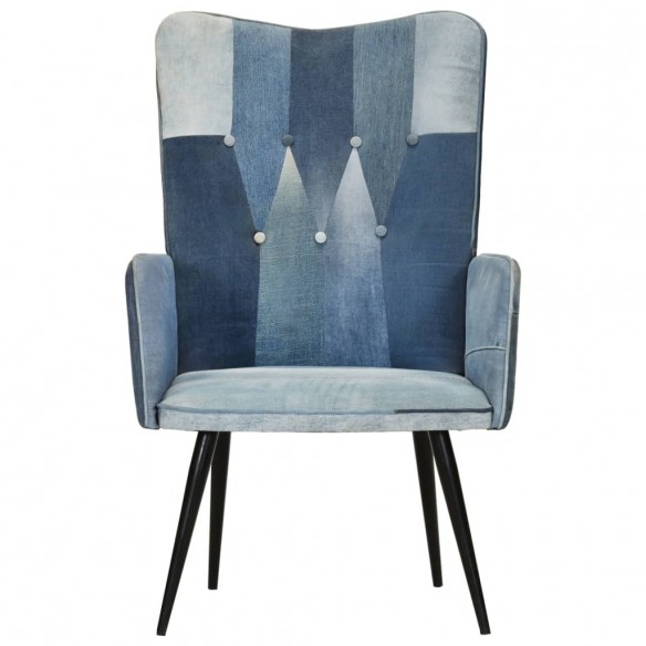 Chaise à oreilles Denim patchwork Toile