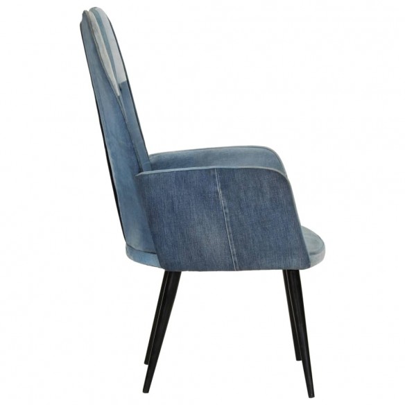 Chaise à oreilles Denim patchwork Toile