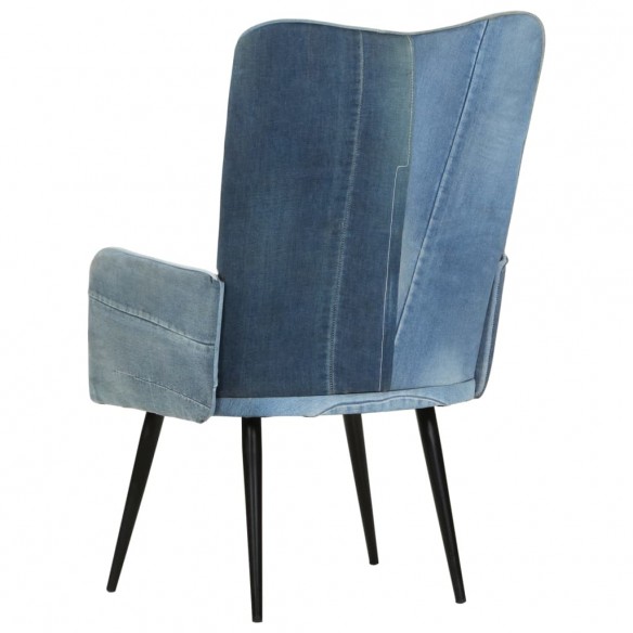 Chaise à oreilles Denim patchwork Toile