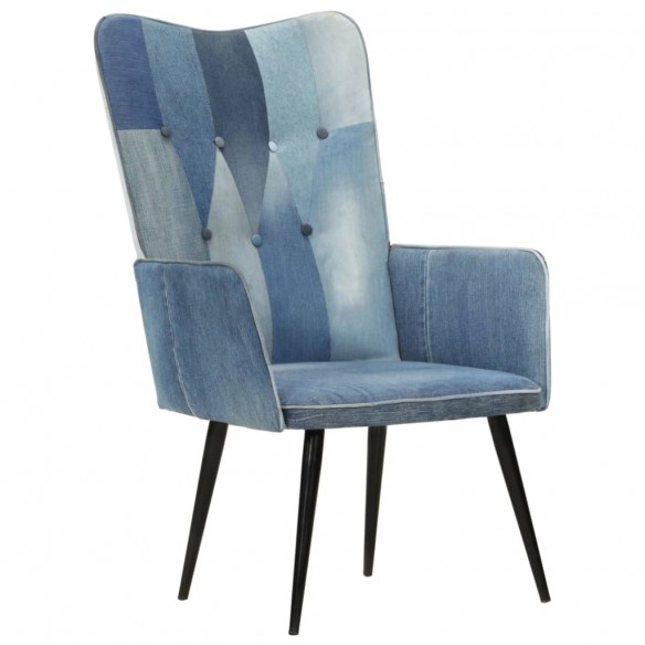 Chaise à oreilles Denim patchwork Toile