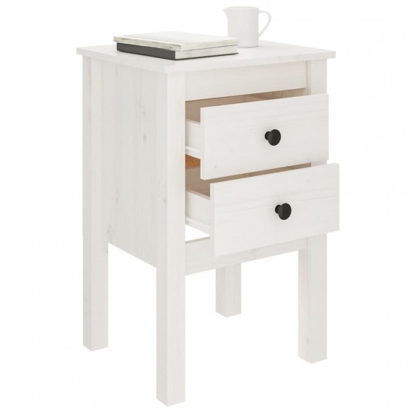 Table de chevet Blanc 40x35x61,5 cm Bois de pin massif