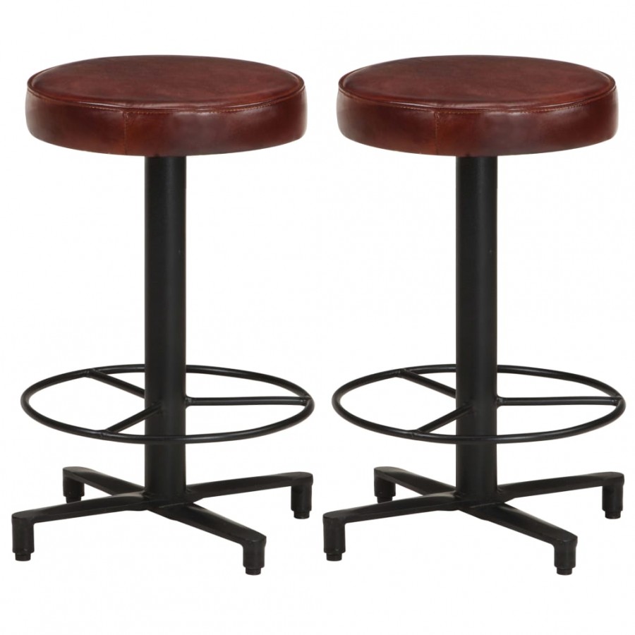 Tabourets de bar lot de 2 52 cm cuir véritable