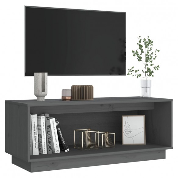 Meuble TV Gris 90x35x35 cm Bois de pin massif