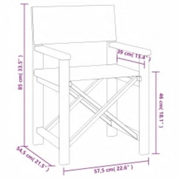 Chaises de metteur en scène lot de 2 Bois de teck massif Vert