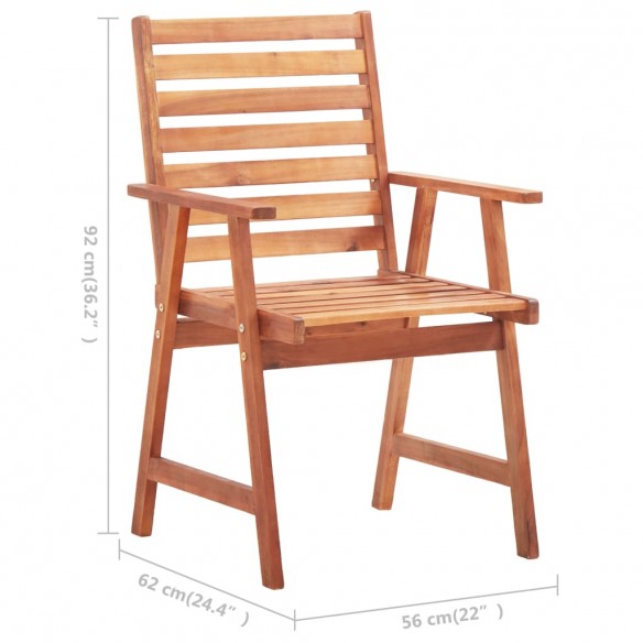 Chaises à dîner d'extérieur 6 pcs avec coussins Acacia massif