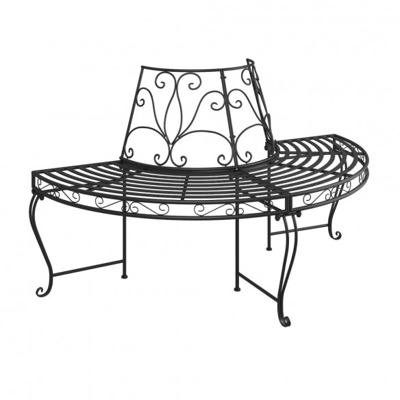 Banc demi-circulaire tour d'arbre Ø160 cm Noir Acier