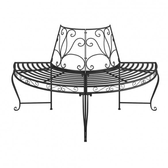 Banc demi-circulaire tour d'arbre Ø160 cm Noir Acier